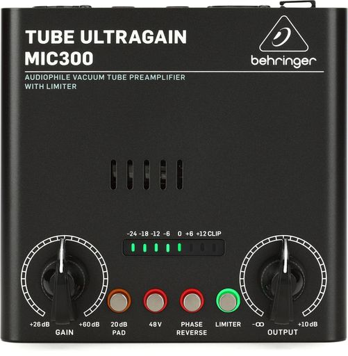 Behringer - Behringer真空管マイクプリアンプ12AX7真空管搭載リミッター/48Vファンタム/Phaseスイッチ/20dBPADスイッチ搭載MIC300