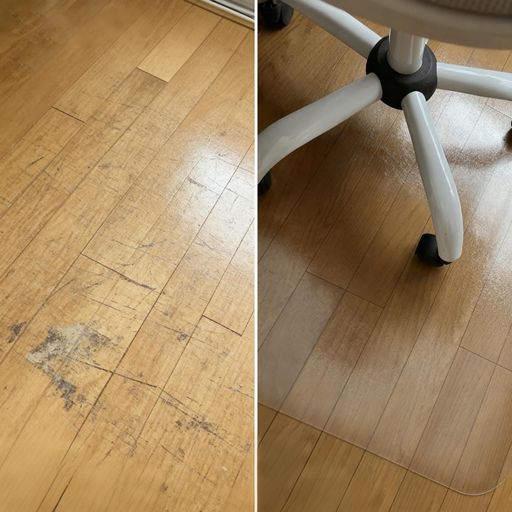 チェアマット透明床保護マット拭けるフロアマットデスクチェア用フローリング・畳対応滑り止め・耐熱85..