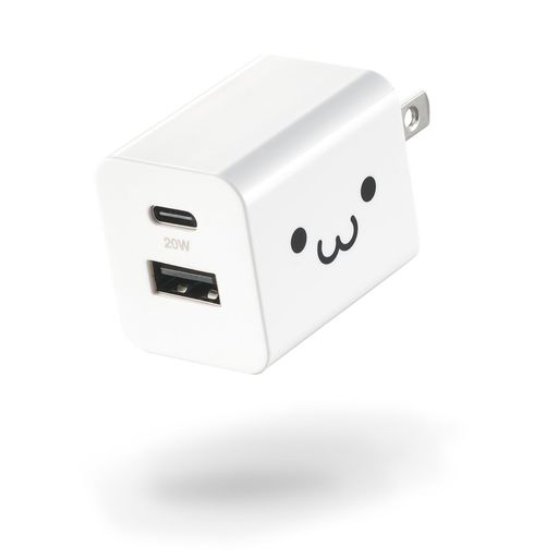 エレコム充電器コンセントUSB-CUSB-A2ポート20WPD対応折りたたみ式プラグしろちゃんEC-AC12020WF