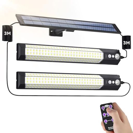 室内/室外兼用地震/津波/台風/防災に対応ガーデン/玄関/廊下/庭/壁掛け/駐車場/物置に最適 【新世代158個極高輝度LEDx2灯・3面発光・180°広範囲照明】このソーラーライトは昼光色7700Kの超高輝度LEDを158個採用し、2500ルーメンという圧倒的な明るさを実現しています。3面発光デザイン、照射角約180°で広い範囲を照らし、超拡散な明るさを実現しました。高さ3m以内の場所に設置した場合、最大約5-8mまで検知可能です。高感度人感センサーを搭載(見逃し防止)。センサーライトは汎用性が高くて、防犯、避難、省エネ、エコ生活などに幅広く活躍できます。2つの取り付けコネクタが付属しています、ひさしや枝に吊るすだけでなく、壁に固定することもできます。安定性があります。パティオ、庭、玄関、芝生、縁側、通路、階段、バルコニー、駐車場、車道などの屋外の照明やセキュリティに最適。 【IP65防水・分離設置可能・2000mAh大容量バッテリー】屋外ソーラーライトはIP65防水防塵仕様で、悪天候でも耐えるように設計されています。当社のソーラーライトは、1つの太陽光パネルに2灯連携。