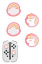 YOCOREスティックカバーSwitch/lite/oled対応joycon(4枚入れ)switch有機elモデル対応可愛い親指グリップキャップ取り付け簡単ジョイスティックシリコン保護滑り止めプレゼント虹+馬-ピンク