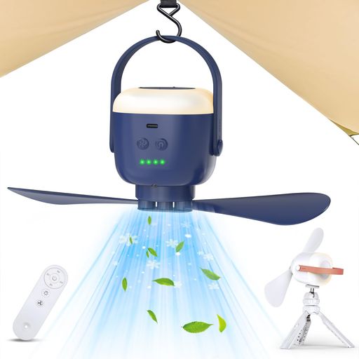 吊り下げ扇風機コードレス【20000mAh大容量&LEDライト機能&リモコン操作】キャンプ扇風機アウトドアサーキュレーターバッテリー内蔵4段階風量調節パワフルな風力静音タイマー機能卓上扇…