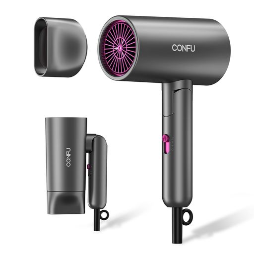 CONFUドライヤー1200Wヘアドライヤー折り畳み式大風量速乾高濃度マイナスイオン静音軽量恒温3段階調節ヘアケアシンプルサラサラツヤツヤな髪に旅行/家庭用ライトグレー