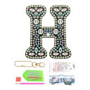 PATIKILダイヤモンドアートキーチェーン1個ダイヤモンドアートペイントレターキーチェーンイニシャルアルファベットキットDIYクリスタルラインストーンキーチェーン5Dギフトクリスマス用H