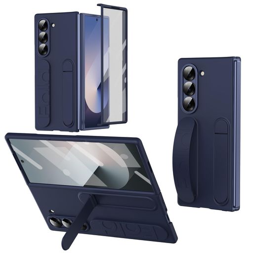 樂天商城 - XIMANDforSamsungGalaxyZFold7保護ケース、リストバンドスタンド、内蔵スクリーンとレンズ保護機能付き、耐衝撃、フルボディ落下保護。(ブルー)