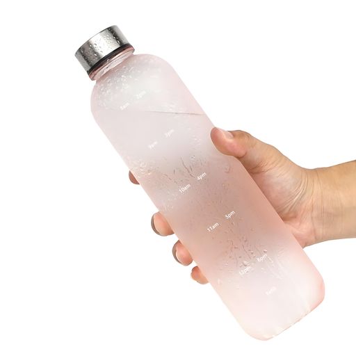 【安全性に配慮したTritan製食品接触対応】MYEEDA水筒1lタイムマーカー付きウォーターボトル1リットル大容量ウォーターボトル1000mlメモリ付き水筒洗いやすいウォータータイムマーカークリ…