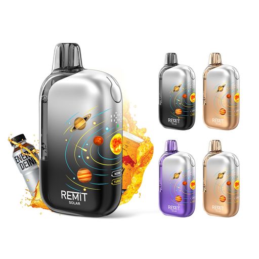 【2モード搭載・大容量設計】Remit Solar使い捨て電子タバコは、Normモードで約50,000回、Turboモードで約25,000回の吸引が可能です。ボタンを押すだけで出力モードをスムーズに切り替えられ、お好みに合わせた吸い心地を楽しめます。大容量設計の使い切りタイプで、頻繁な交換の手間を軽減します。日常使いにも適した、利便性とコストパフォーマンスに優れたモデルです。※吸引回数は吸引時間や吸い方により異なる場合があります。 【透明タンク&amp;3D曲面スクリーン】透明タンクを採用し、リキッド残量をひと目で確認可能。交換のタイミングを把握してより安心に使えます。さらに、太陽系モチーフをあしらった3D曲面OLEDディスプレイを搭載。バッテリー残量や出力モードを直感的にチェックできます。デザイン性と機能性を兼ね備えた、快適でスマートなベイプ体験を実現します。 【濃厚フレーバーx爆煙体験】Remit Solar使い捨てベイプは、高性能メッシュコイルを採用し、なめらかで濃厚な味わいを実現。均一な加熱により、豊かな煙量とパワフルな吸い心地を提供します。