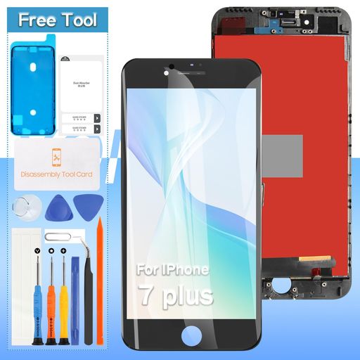 液晶パネル For iPhone 7 plus 画面交換修理用 タッチパネルセット 5.5 インチ 液晶パネル ガラス スクリーン修理パーツ デジタイザ 修理工具セット付き+保護フィルム+防水シール付き (ブラック) createlabo-10042544 クリエイトラボ パッケージ画像