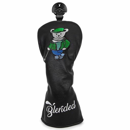 ゴルフクラブヘッドカバードライバーフェアウェイウッドユーティリティハイブリッド用ヘッドカバー番号タグ付きゴルフヘッドカバーPUレザー製おしゃれクマ刺繍ブラック(ウッドカバー…