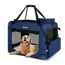 Totoroballソフトクレート大型犬大空間な犬用クレート折りたたみペットケージ4面メッシュ折りたたみ簡単省スペース頑丈耐久洗濯可能ロック付きクレート大型犬