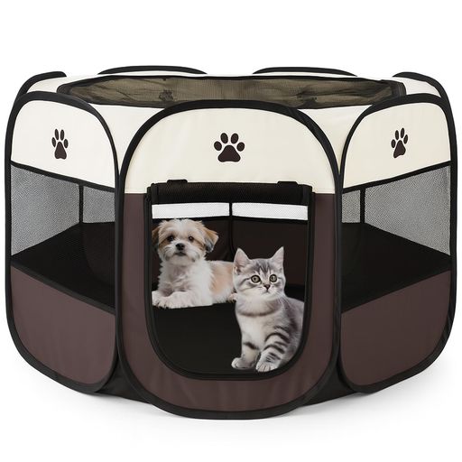 さえだペットサークル折畳み犬サークル室内73*73*47cm猫サークル大型八角形ドッグハウスペットサークル屋根付きアウトドア防災猫犬ケージ犬サークル折り畳み室内屋外キャンプメッシュ…