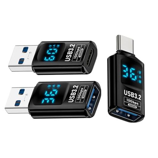 Cablecc3個/ロット10GbpsUSB-CモニタリングディスプレイスマートLEDディスプレイType-CUSB-CからUSB3.2Type-Aアダプターデータ電流電圧高速充電テスター検出器