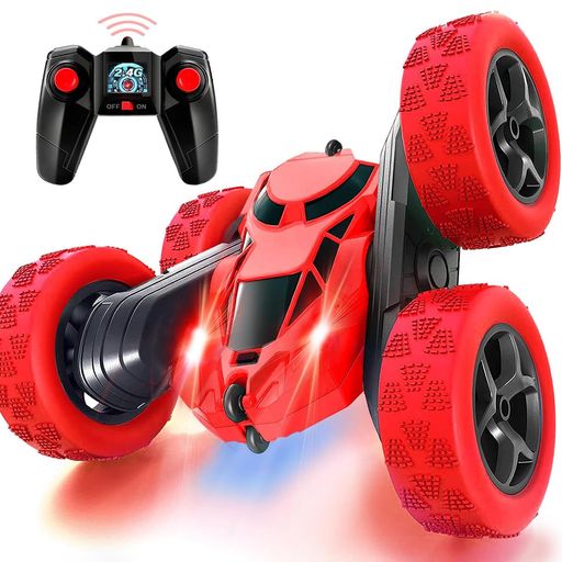 Tailtango子供用リモコンカー、USBType-C充電スタントカーおもちゃ2.4Ghz両面360°回転RCトラック(ヘッ..