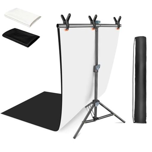 Hemmotop背景布スタンドキット小型卓上68x75cm白布黒布付60x130cm小物撮影用背景シートポリエステルコ..