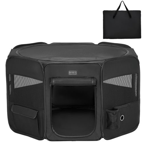 petsfitペットサークル折りたたみ軽量八角形収納バッグ付きメッシュトップ飛び出し防止設計しっかり室内屋外キャンプ旅行猫犬洗える多用途