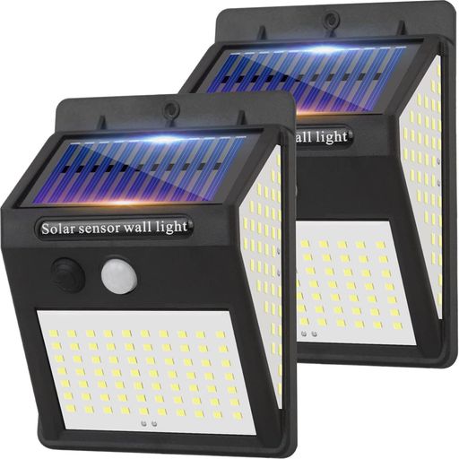 ソーラーライト屋外センサーライトIP68防水高輝度150LED3面発光3つ知能モード自動点灯人感センサー太陽光発電ガーデンライトウォールライト壁掛け/庭先/表玄関/駐車場設置簡単防災対策防…