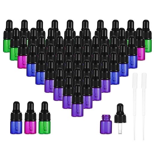 PATIKIL2mlガラスドロッパーボトル60個漏れ防止エッセンシャルオイルサンプル香水容器2本プラスチック..