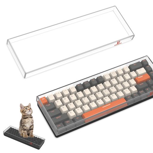 MAMBASNAKEキーボードカバー防塵効果アクリル製68キー60%ミニキーボード/ゲーミングキーボードに適用透明クリア高温圧力の曲げ技術猫対策収纳ケース(31.2*10.2*2.3cm)