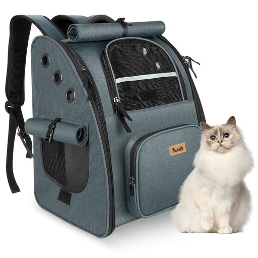 Rakuten - Tresbro猫リュックペット【第二世代アップグレード版】ロック式ファスナー・3面カーテン付きのペットキャリー犬通気性猫きゃりーバッグ小型犬・小動物用旅行/通院/災害避難に最適ダー…