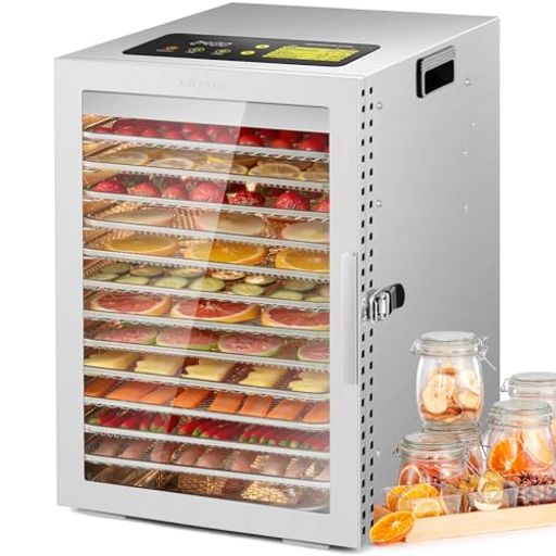 KWASYO12層フードドライヤー二重扇風機800W高効率ステンレス鋼食品乾燥機業務用30-90°C0-24時間調節可..