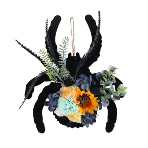 DIFEIUKIハロウィン飾りクモリースドア飾り花輪ドアチャーム蜘蛛スパイダーおもちゃ黒蜘蛛壁掛け式お化け屋敷パーティー装飾ハロウィンリースドアリース不気味な壁ホリデー季節装飾お…