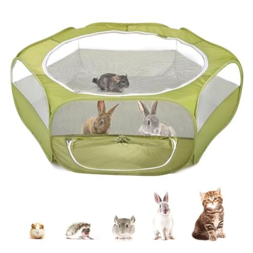 Pawabooペットサークルサークル折りたたみ小動物フェンスプレイサークルペットゲージメッシュ円型屋根..