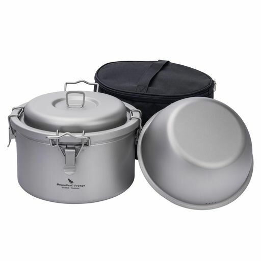 Boundless Voyage チタン クッカー キャンプ鍋 内鍋(穴なし)セット無孔 軽量 頑丈 コンパクト 炊飯器 料理用 直火 キャンピングクッカー 登山鍋 コッヘルクッカー アウトドア 調理器具 キャン…