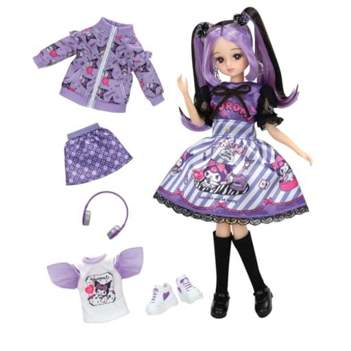 タカラトミー(TAKARA TOMY) リカちゃん ドール クールなクロミリカちゃん DX カジュアル&パープルワンピセット 着せ替え おままごと おもちゃ 3歳以上