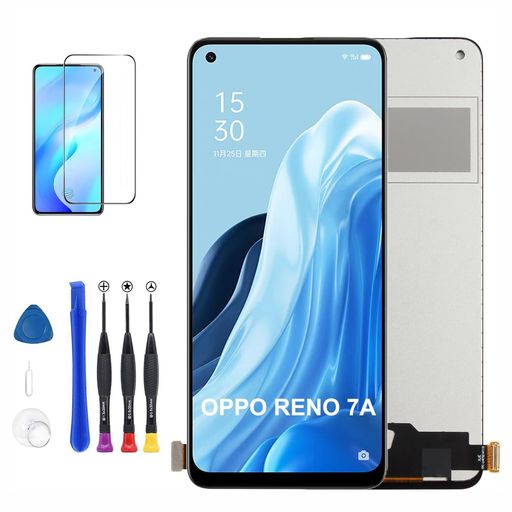 ForOPPOReno7A液晶パネル6.4インチLCD画面交換修理用フロントパネルモデルに対応OPG04au画面ガラスス修理パーツデジタイザ修理工具セッ..