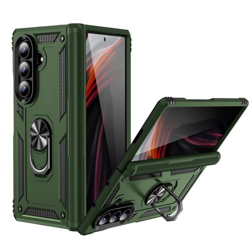 Rakuten - EDuSamsungGalaxyZFold7ケースギャラクシーゼットフォールド7ケースリング付き/レンズ保護/スタンド機能/ヒンジ保護/純正/全身保護/耐衝撃/おしゃれ/傷・落下防止Fold75Gカバー(グリーン)