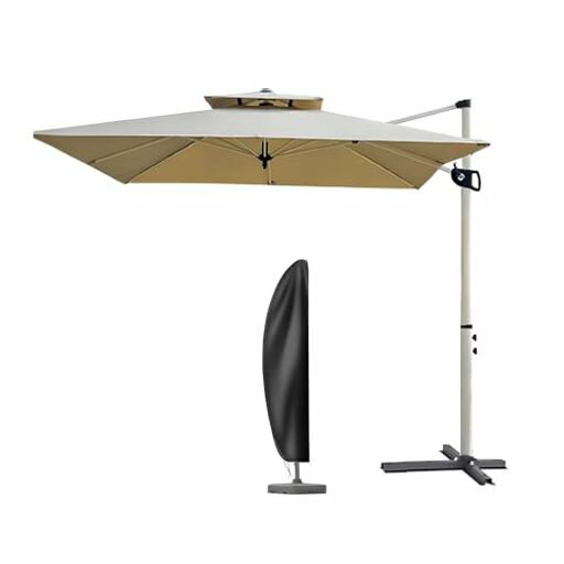 パラソルガーデンパラソル250cm折りたたみビーチパラソルセット遮陽傘風に強いUVカット撥水長方形大型360°回転ンドル開閉家庭での使用商業利用ガーデニング庭テラスアウトドアビーチキ…