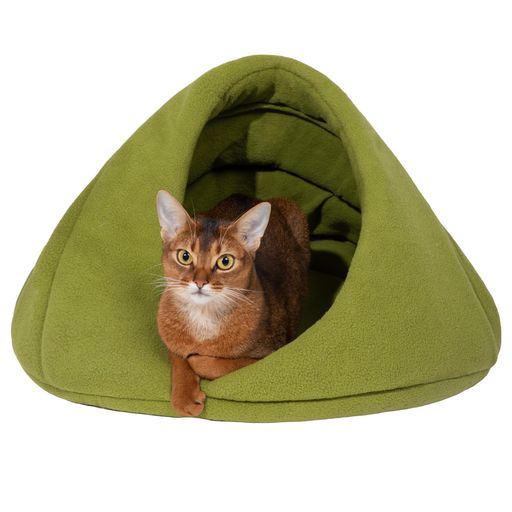 乐天商城 - CHADWICK猫ベッドハウスペットハウスMサイズグリーン半個室タイプポーラーフリース52x52x35cm冬用洗える