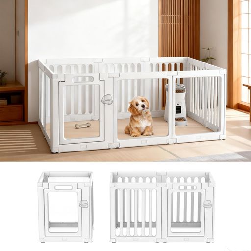 Rakuten - VOISTINOペットサークルアクリル透明パネル犬サークル高さ60cmDIY工具不要接続式ドア付きロック付き組み立て簡単ペットフェンスお手入れ簡単小型犬中型犬ペットケージ日本語取扱説明書付…