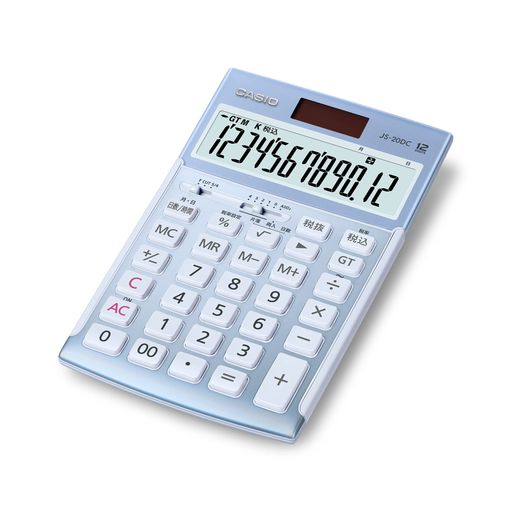 カシオ 本格実務電卓 12桁 日数&時間計算 ジャストタイプ ブルー JS-20DC-BU-N グリーン購入法適合 エコマーク認定