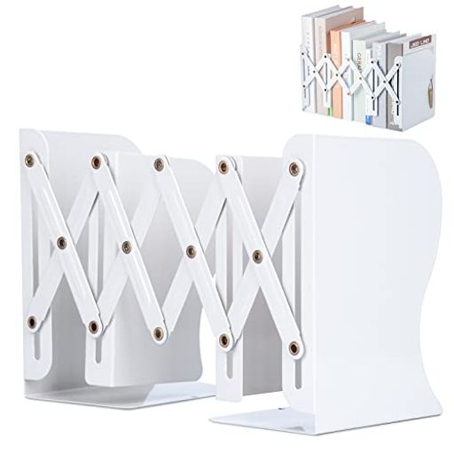 ALIOBC本立て伸縮自在ブックエンド倒れない金属製卓上本棚仕切りスタンド雑誌書類新聞ファイルひきこみ式の棚事務用品文房具学習書斎子供部屋オフィス多機能おしゃれホワイト