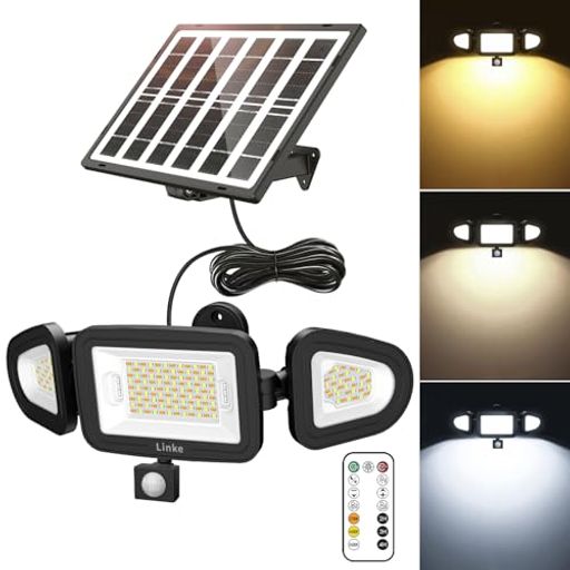 ソーラーライト屋外人感センサーライト防犯灯ソーラー式電気代なしIP66防水高輝度自動点灯/消灯昼白色・電球色・昼光色切替可能5000mAhリチウム電池玄関駐車場パークポスト縁側ガレージ…