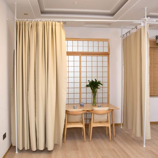 乐天商城 - AUTVIVID間仕切りカーテンポール部屋仕切りつっぱり棒カーテンレールカーテンリング付パーテーションテレワーク縦170-300cm横160-300cm伸縮可能錆びない設置簡単(3ポールマットホワイト)