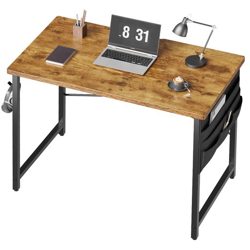 YeTomデスク机パソコンデスク机pcデスクつくえ幅80*奥行40cmシンプル収納袋付き勉強机フック付き学習机モニターアーム取付対応組立簡単テレワークビンテージ