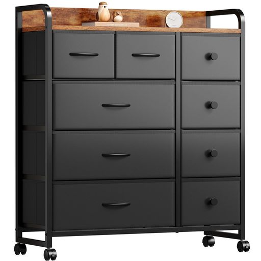 YeTomタンス収納チェスト洋服収納おしゃれ洋服タンスキャスター付き大容量衣装棚衣装ケースリビング引き出し脱衣所棚衣類チェスト箪笥木製天板付き和風布製引き出し転倒防止安定感L82x…