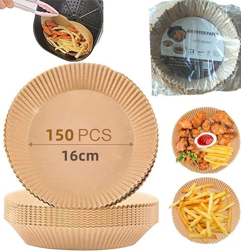 エアフライヤーエアフライヤー用紙クッキングマット16cm使い捨て紙ライナーエアフライヤーペーパープレートノンフライヤーエアフライヤーアクセサリー粘膜点心調理用紙(ラウンド内径1…