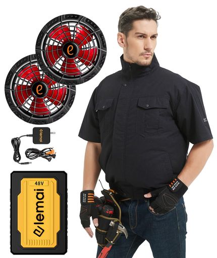 [elemai]2025年モデルフアン付きウ遮熱-15°C作業服48V高電圧出力大容量ファンバッテリーセット急速充電..