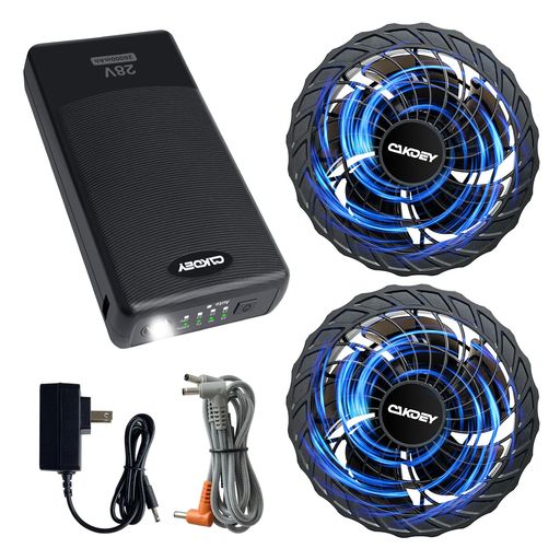 Cakoey空調作業服ファンバッテリーセット【2024新登場28V超高出力26000mAh】日本製ブラシレスモーター4..