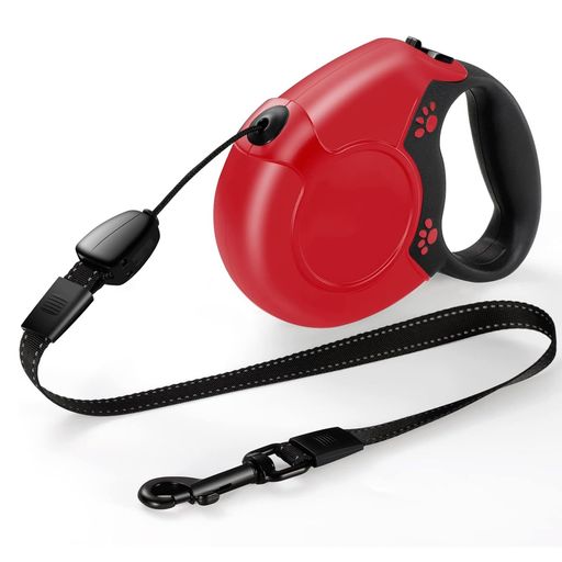 Rakuten - 伸縮リード犬用8M荷重40kg自動巻き反射光巻き取り式ロングリード小・中型犬対応散歩用丈夫おしゃれレッド