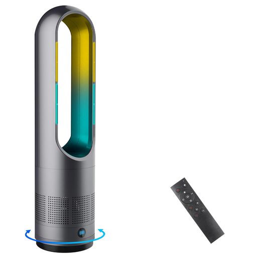 Electric Fan - 【冷暖両用&羽根なし】扇風機タワーファンファンヒータースリム扇風機3段階暖風・8段階冷風切り替え100°左右首振り1-9Hタイマー設定可転倒自動OFF過熱保護リモコン付き省エネ軽量持ち運…