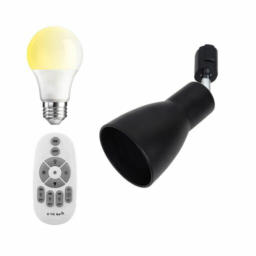 Senmeiguangチューブトラックスポットライトセット(1個ブラック)、1080ルーメン、12W(100W相当)、E26口金、付きリモコン付きLED電球、調光、調色、角度調節可能、レールライトled、ダクトレール…