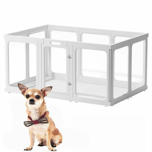 DUDULIFEペット用サークルペット用フェンス中型犬小型犬ケージ多頭飼い透明アクリル板軽いドア付き室内広い侵入脱走防止プレイサークル拡張DIYカタチ変更可簡単組み立て工具不要ペット…