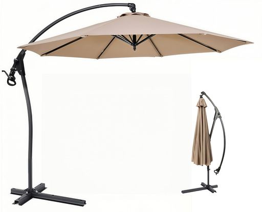 TUIYIDUOパラソルガーデンパラソル`直径300cm大型ビーチパラソルアルミ吊り下げ式日傘クランク開閉角度調整可能傘カバーと十字架ベース付き風に強いUVカット撥水庭、公園、ビーチ、テラ…