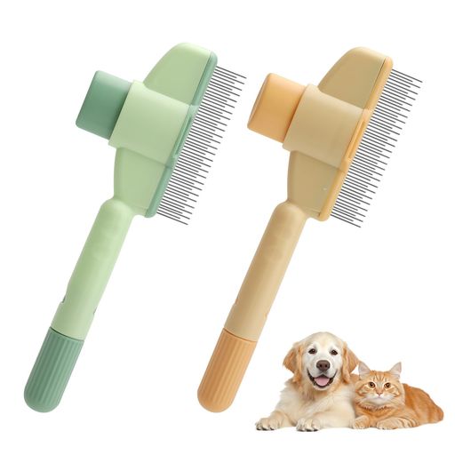 猫犬ブラシコームペットブラシ2本セット猫用犬用スリッカーペットグルーミング抜け毛取りクリーナーくし櫛ワンタッチ痛くない痒み止め長毛短毛兼用LATTCURE