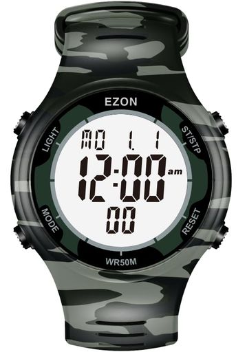EZON L008デジタルウォッチ5AT防水ストップウォッチカウントダウンタイマー/クロノグラフ/ラップタイミング/ELバックライト/アラーム付き Bluetooth非対応 男女兼用デジタルスポーツウォッ…