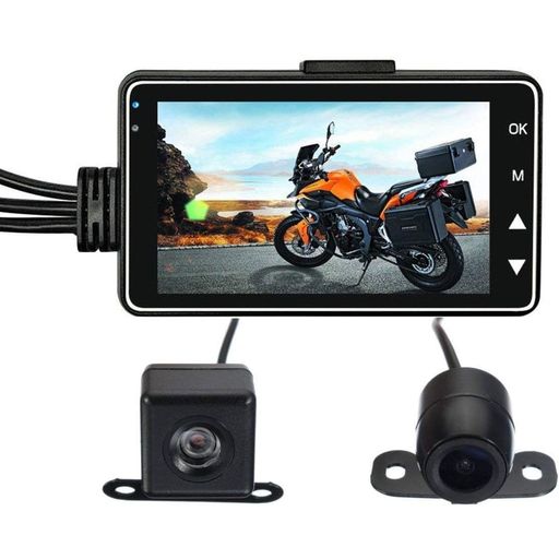 OBEST バイク用ドライブレコーダー 前後カメラ 3インチ バイクドラレコ スマホ連動 前後カメラ ...